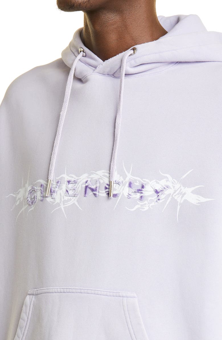 Givenchy Raised Logo Barbed Wire Graphic Hoodie, Alternate, color, Lilac