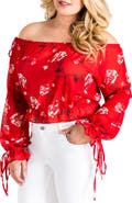 Standards & Practices Marina Off the Shoulder Tie Sleeve Top
