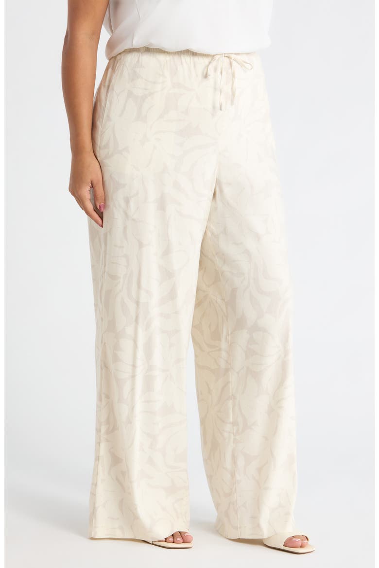 Wide Leg Linen Blend Pants, Alternate, color, IVORY- BEIGE FIRA BLOOM