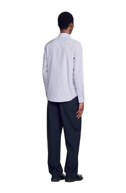 Sandro Striped Shirt In Midnight Blue