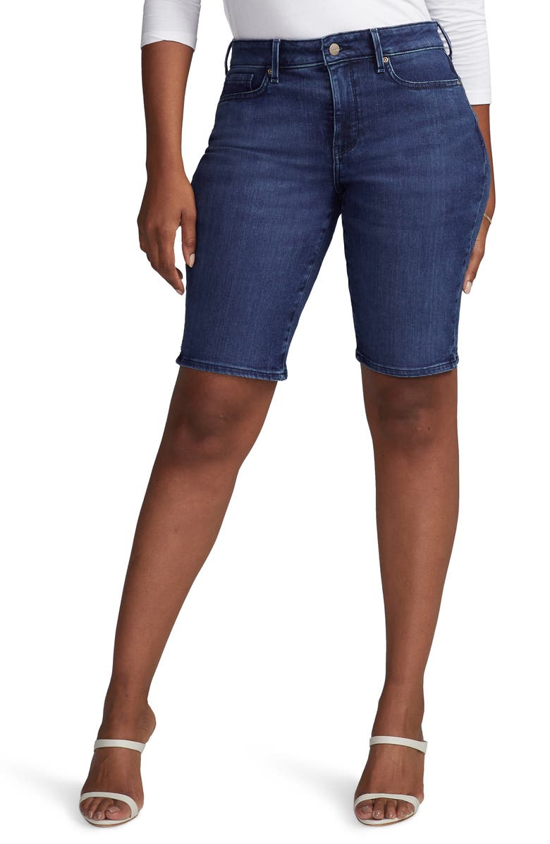 Curves 360 by NYDJ Side Slit Denim Shorts, Main, color, 