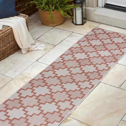 Jonathan Y Cyrus Modern Geometric Tile Pattern Indoor/outdoor Area Rug In Salmon/cream
