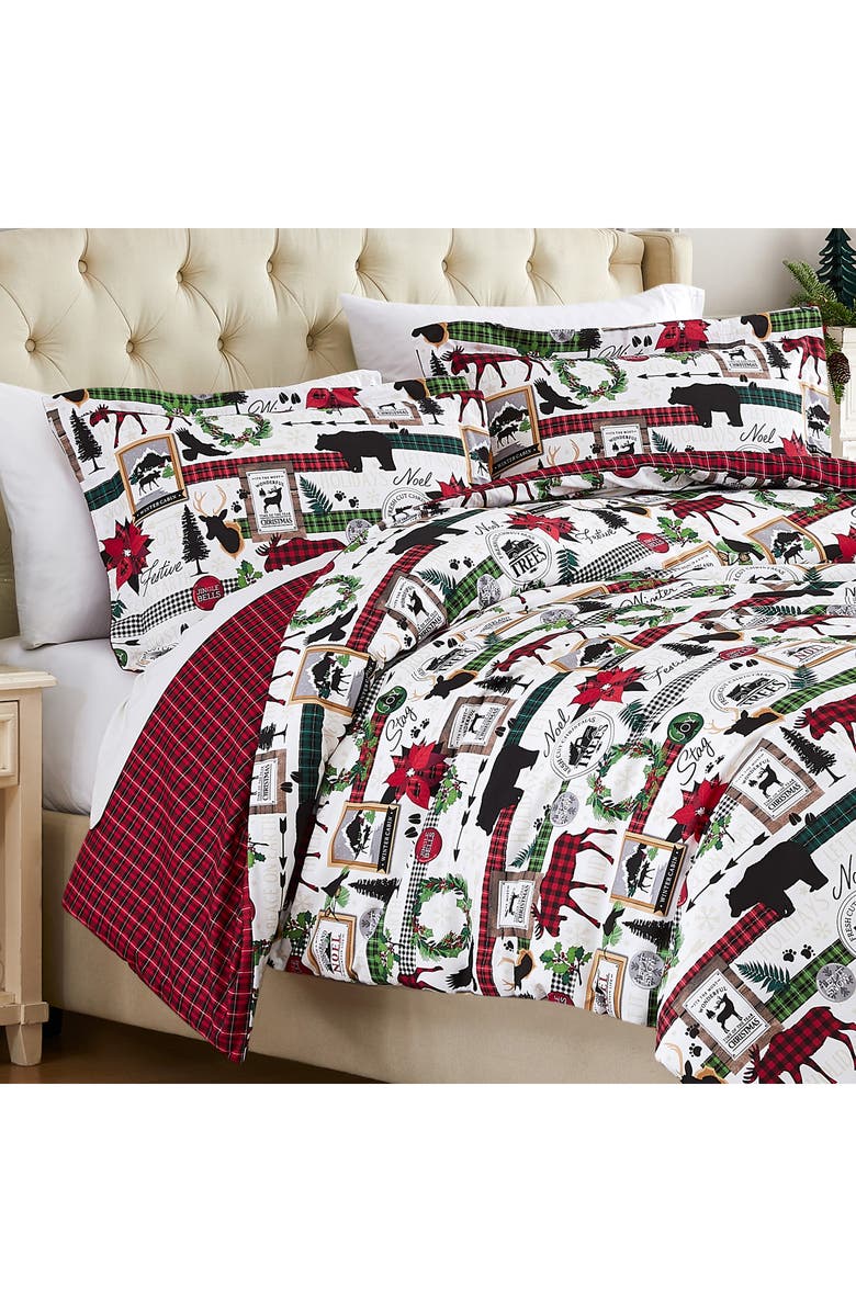 SOUTHSHORE FINE LINENS Merrytown Oversize Reversible Holiday Comforter Set, Alternate, color, Merry Town Christmas
