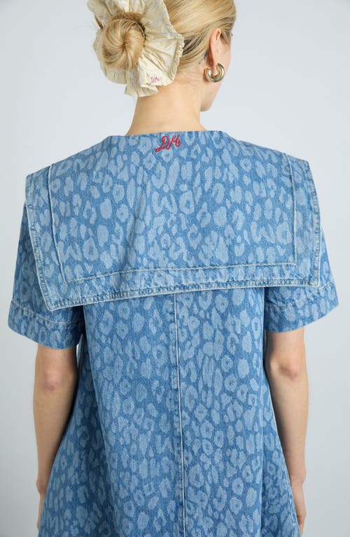 DAMSON MADDER DAMSON MADDER GOLDIE LEOPARD LASTER DENIM A-LINE DRESS