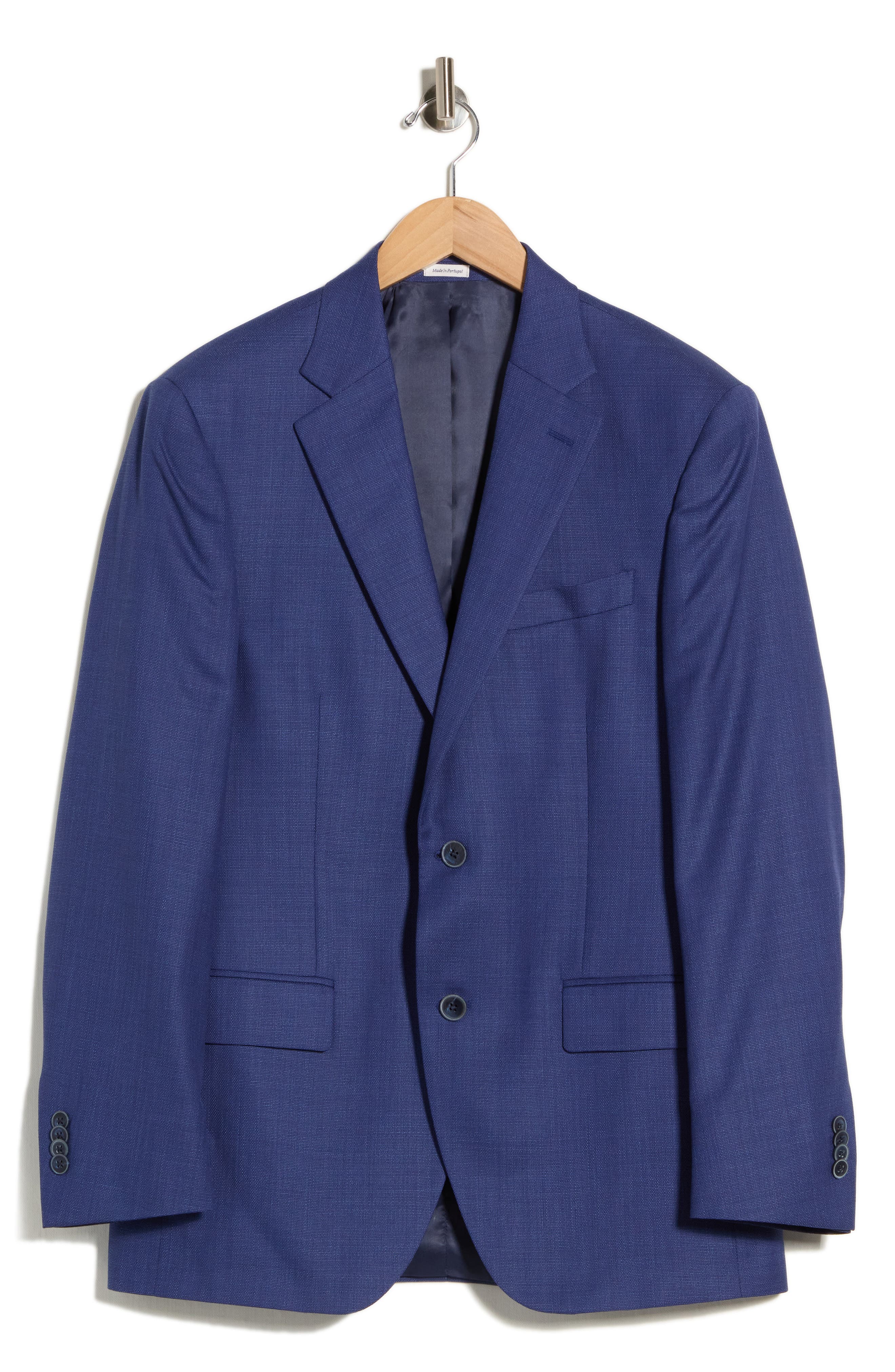 Blue Solid Wool Sport Coat