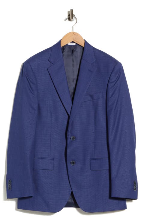 Blue Solid Wool Sport Coat