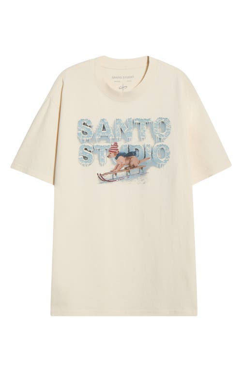 Santo Studio Dog Sledding Cotton Graphic T-shirt In White