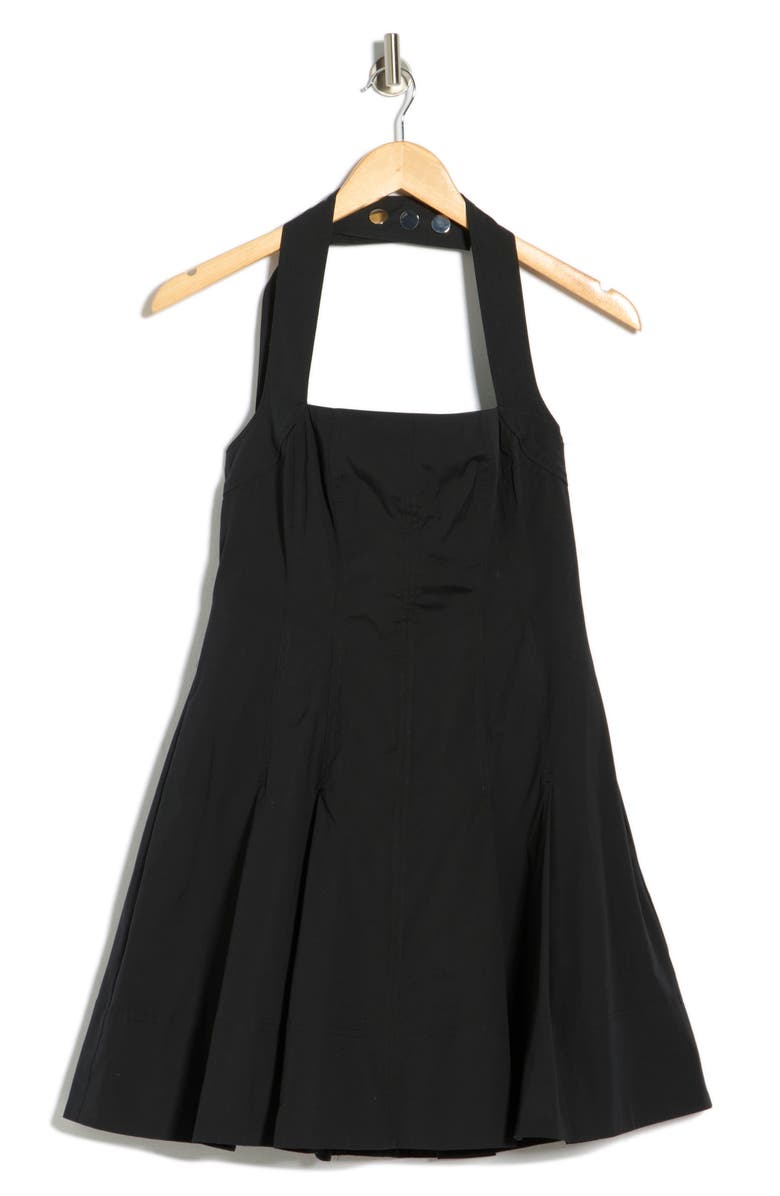 A.L.C. Nat Halter Neck Stretch Cotton Minidress, Main, color, Black