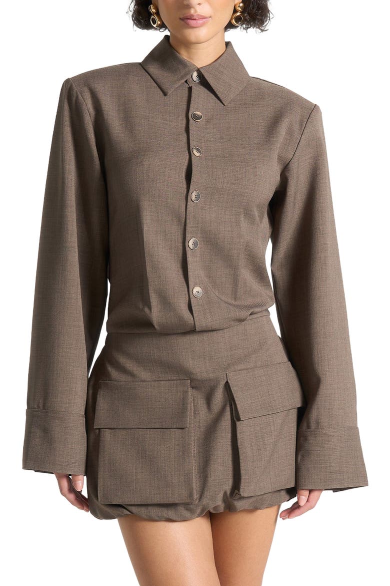 Laure Cargo Shirt Mini Dress, Alternate, color, Dark Taupe