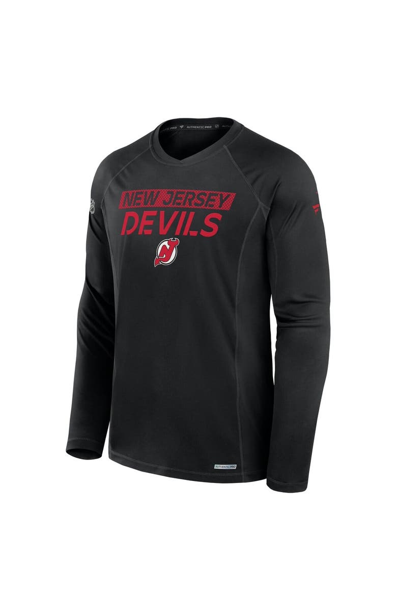 FANATICS Men's Fanatics Black New Jersey Devils Authentic Pro Rink Tech Long Sleeve T-Shirt, Alternate, color, Black