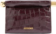 Jacquemus Le Sac Rond Carré Croc Embossed Leather Clutch