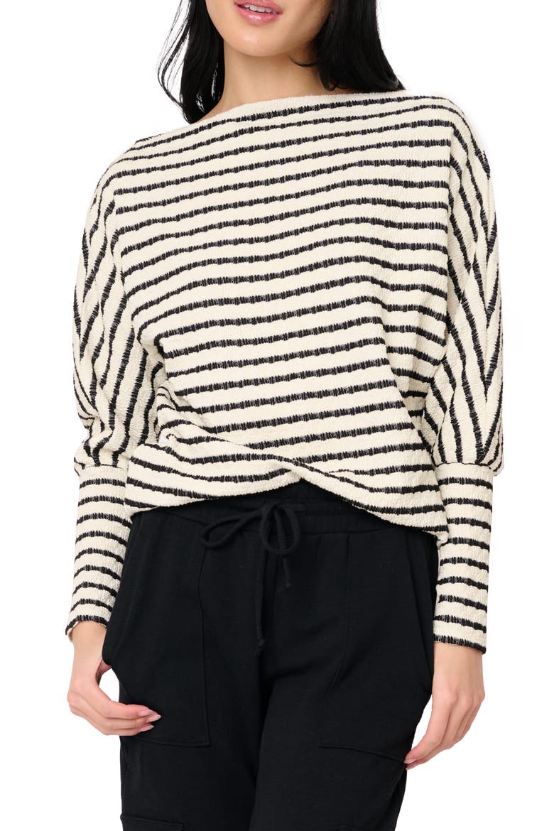 Slouchy Stripe Sweater, Main, color, NATURAL/BLACK STRIPE