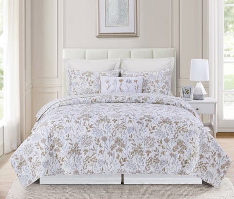 Carmella Fields Cotton Blend Full/Queen Bed 3-Piece Quilt Set