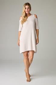 eavolu Caspian Eco-Luxe Rib Cold-Shoulder Tunic/Dress - Ultra-Luxe Flow