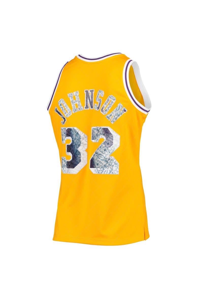Men's Mitchell & Ness Magic Johnson Gold Los Angeles Lakers 1984/85 Hardwood Classics NBA 75th Anniversary Diamond Swingman Jersey, Alternate, color, Gold