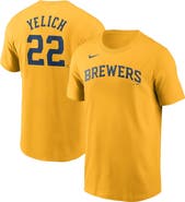 Nike Men's Nike Christian Yelich Gold Milwaukee Brewers Name & Number T-Shirt