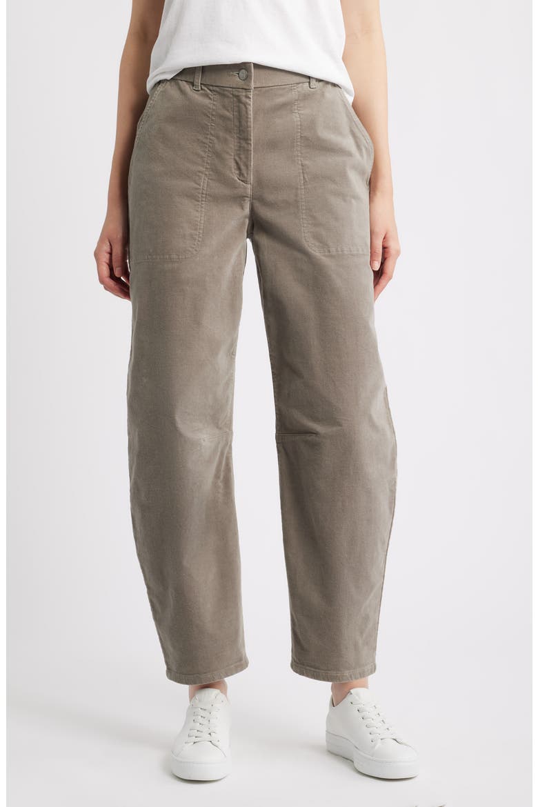Barrel Leg Stretch Organic Cotton Ankle Pants, Main, color, REED