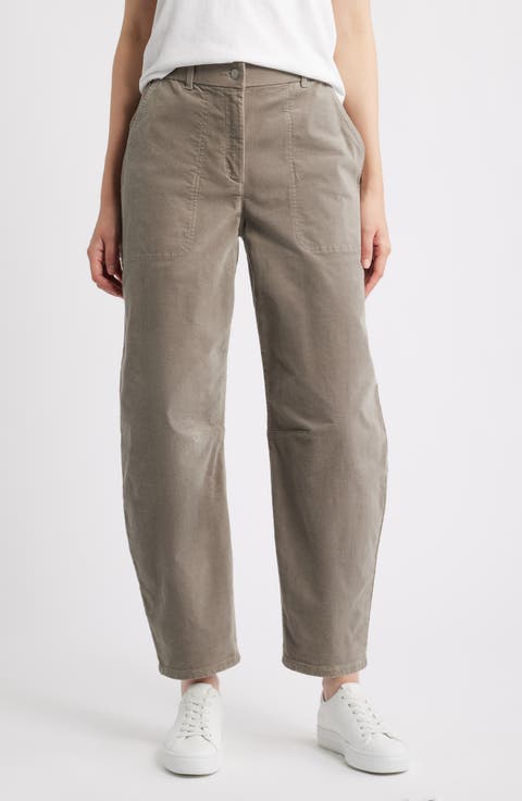 Barrel Leg Stretch Organic Cotton Ankle Pants (Regular & Petite)