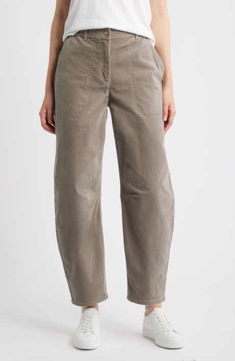 Eileen Fisher Barrel Leg Stretch Organic Cotton Ankle Pants