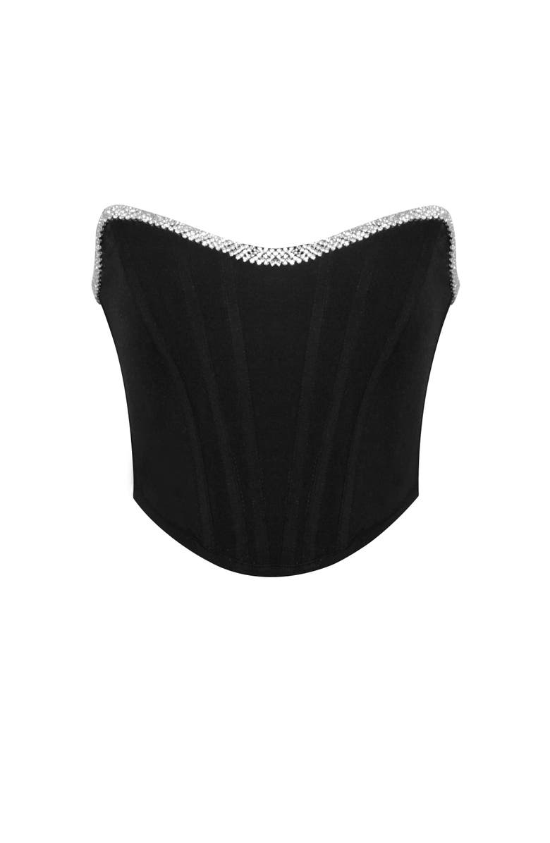 Miss Circle Melanie Corset Top With Crystal Trim, Alternate, color, Black