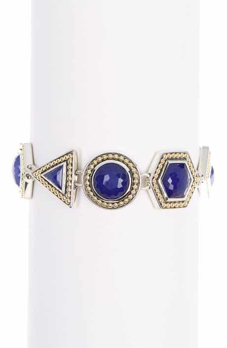 Lagos 18K Gold & Sterling Silver Lapis Treasure Chest Bracelet