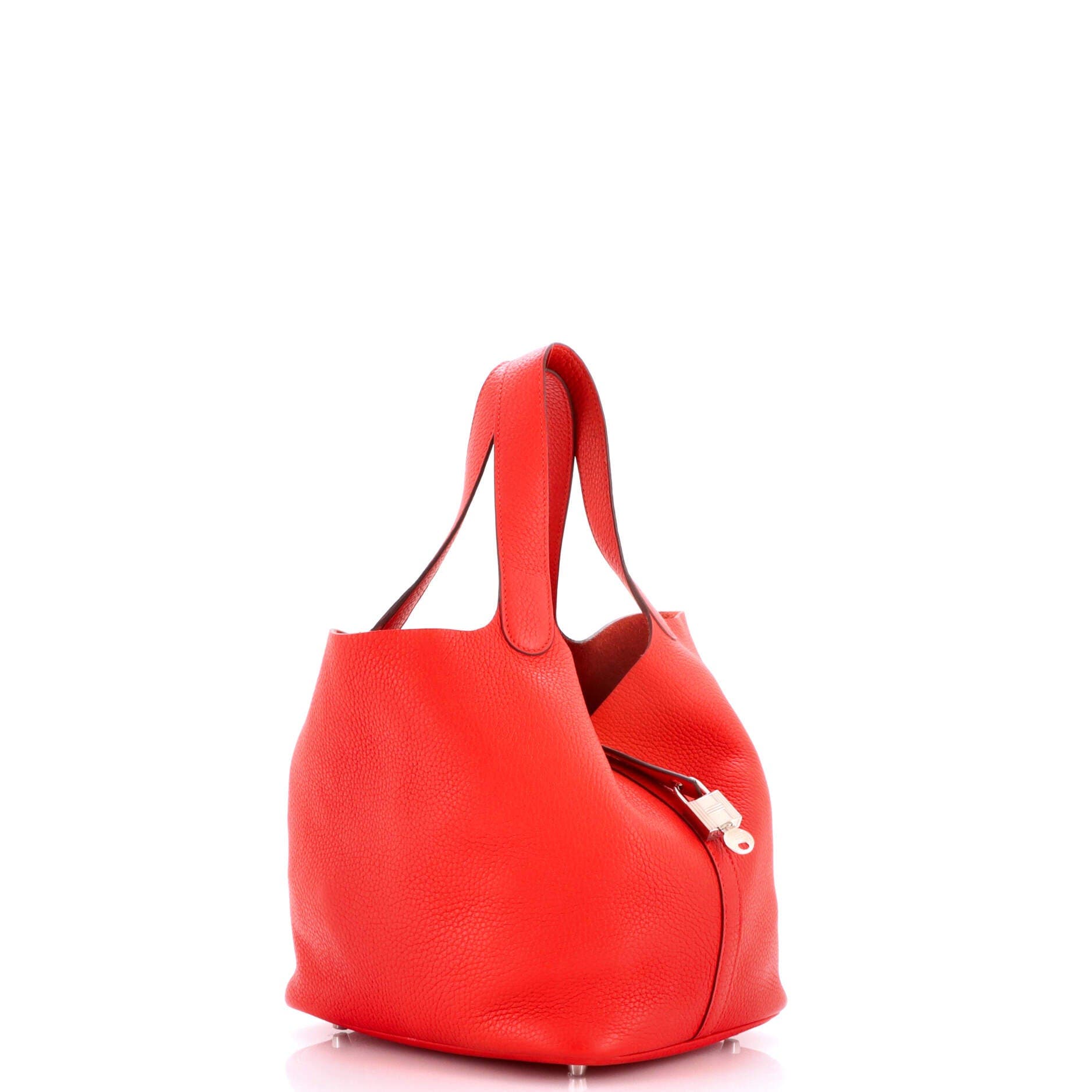 Pre-Owned Hermes Picotin Lock Bag Clemence MM, Alternate, color, Rouge Tomate