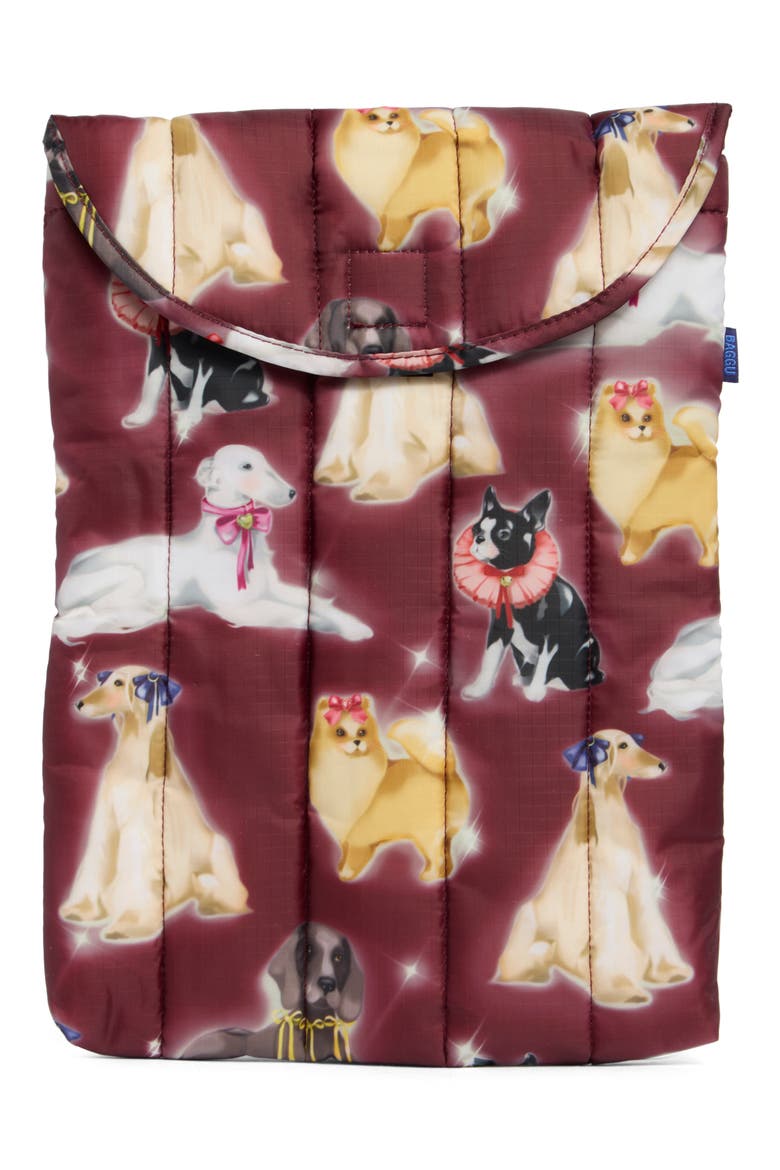 Puffy 13" Laptop Sleeve, Main, color, FANCY DOGS