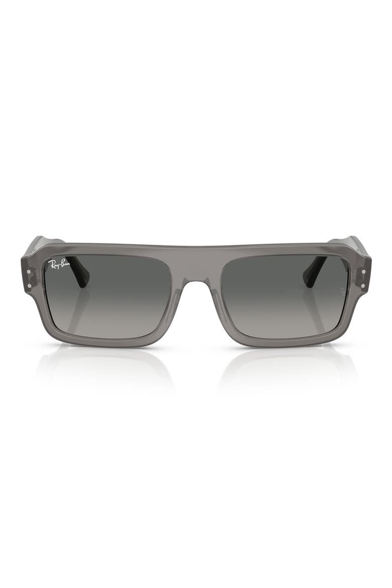 56mm Rectangular Sunglasses, Main, color, TRANSPARENT GREY