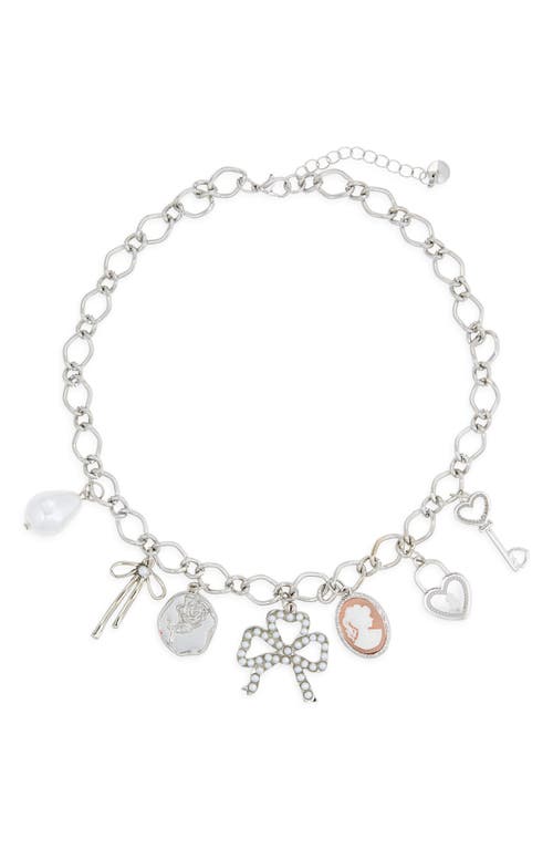 Bp. Bow Charm Necklace In Metallic