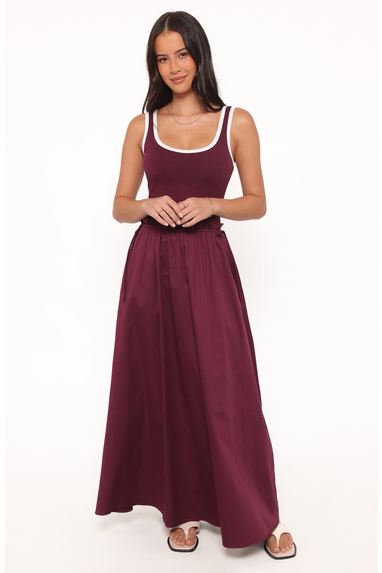 Finesse Sleeveless Stretch Cotton Maxi Dress, Alternate, color, BURGUNDY