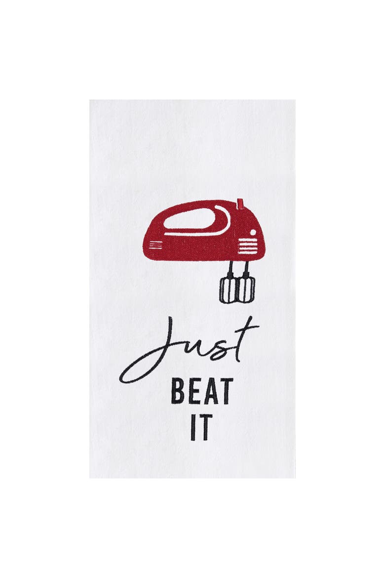 Beat It Baking in The Kitchen Embroidered Hand Towel, Main, color, Red