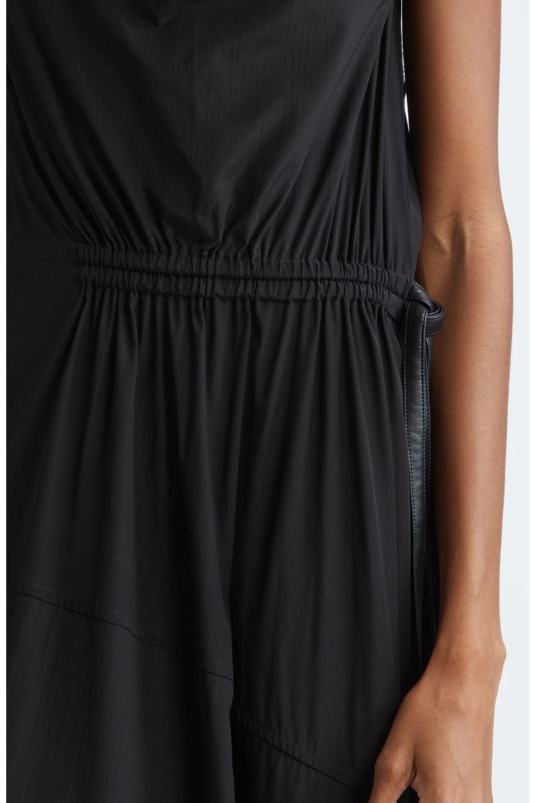 Sabrina Asymmetric Ruched Silk Blend Dress, Alternate, color, BLACK