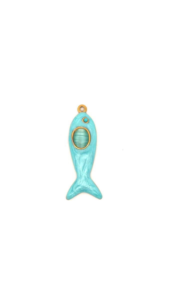 Blue Enamel Fish Pendant, Main, color, Blue