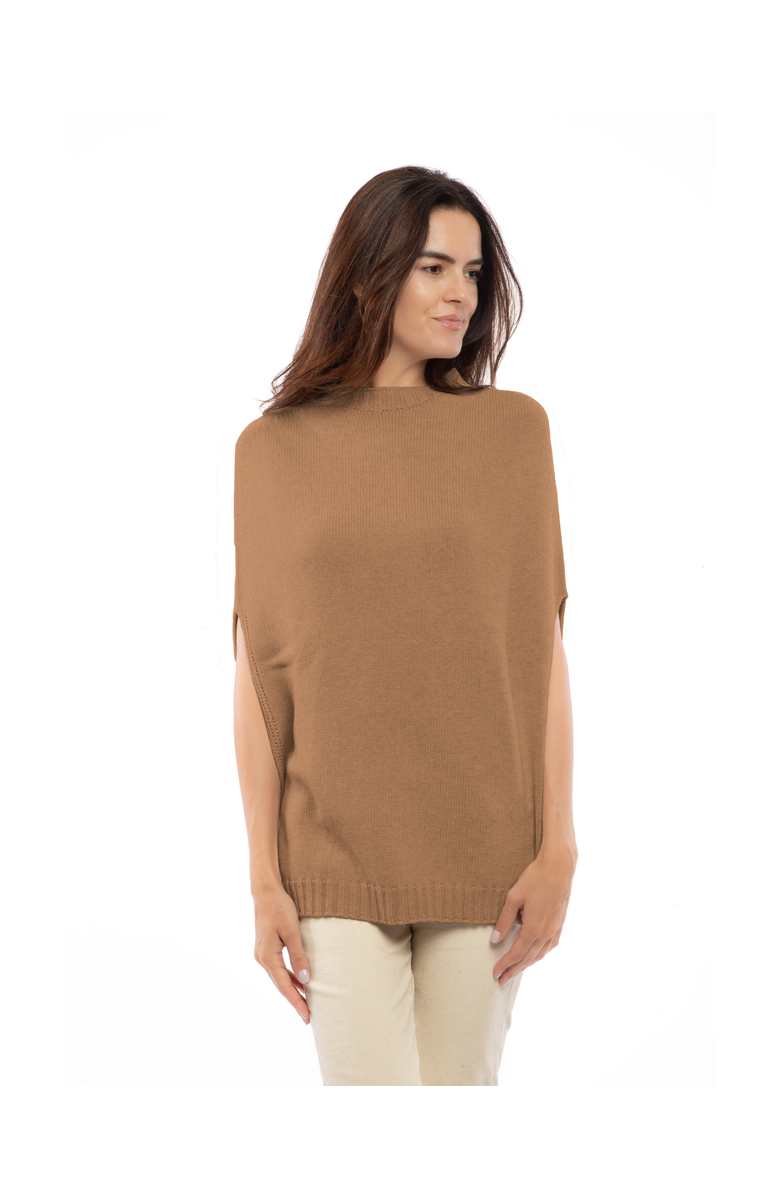 Monticelli Cashmere Pure Cashmere Double Zip Hoodie Sweater, Main, color, Camel