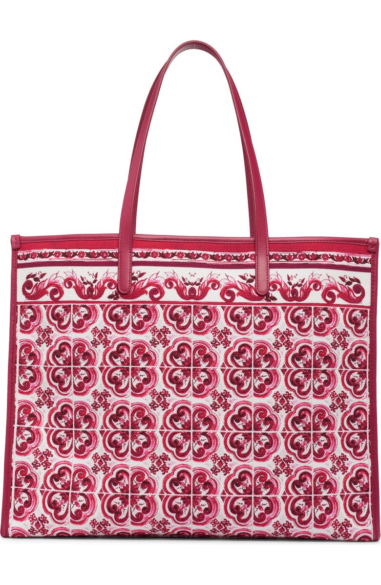 Dolce&Gabbana Majolica Print Canvas Tote, Alternate, color,