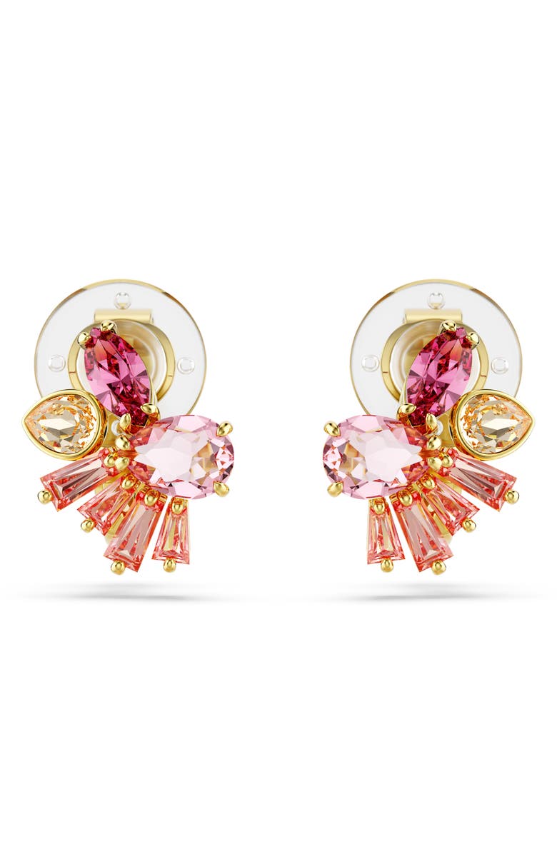 Swarovski Gema Crystal Clip-On Stud Earrings, Alternate, color, Pink