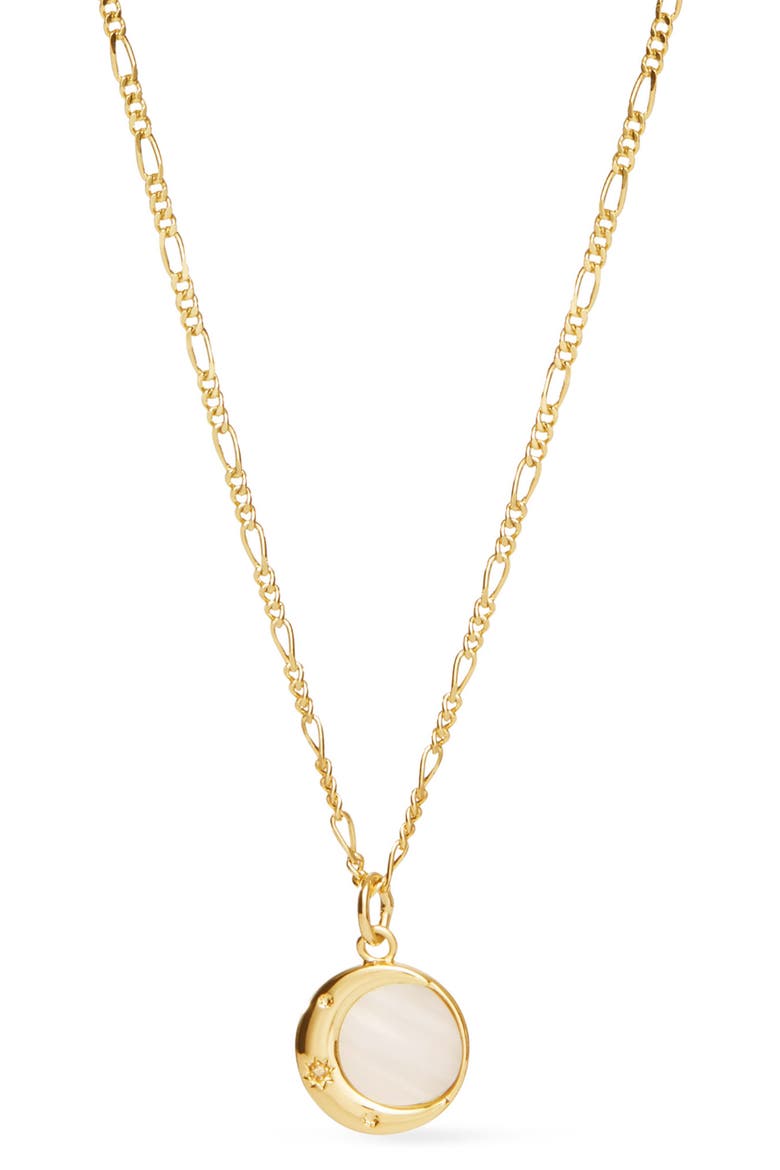 Mei Moon Pendant Necklace, Main, color, GOLD/WHITE