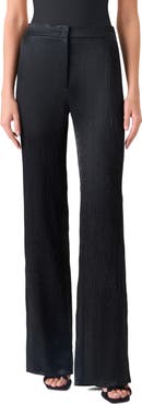 Akris punto Marla Crinkled Satin Straight Leg Pants