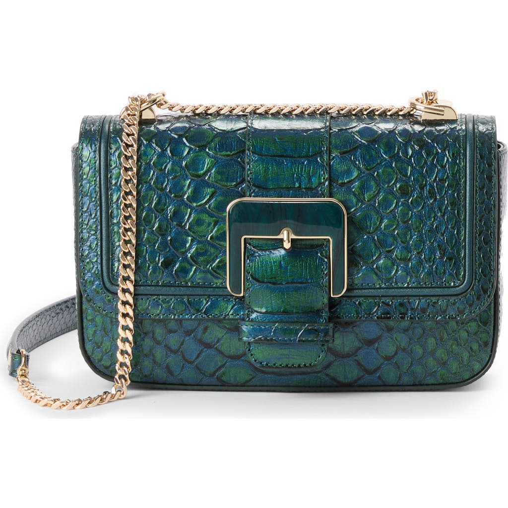 Brahmin Rosa Snake Embossed Leather Crossbody Bag in Evergreen