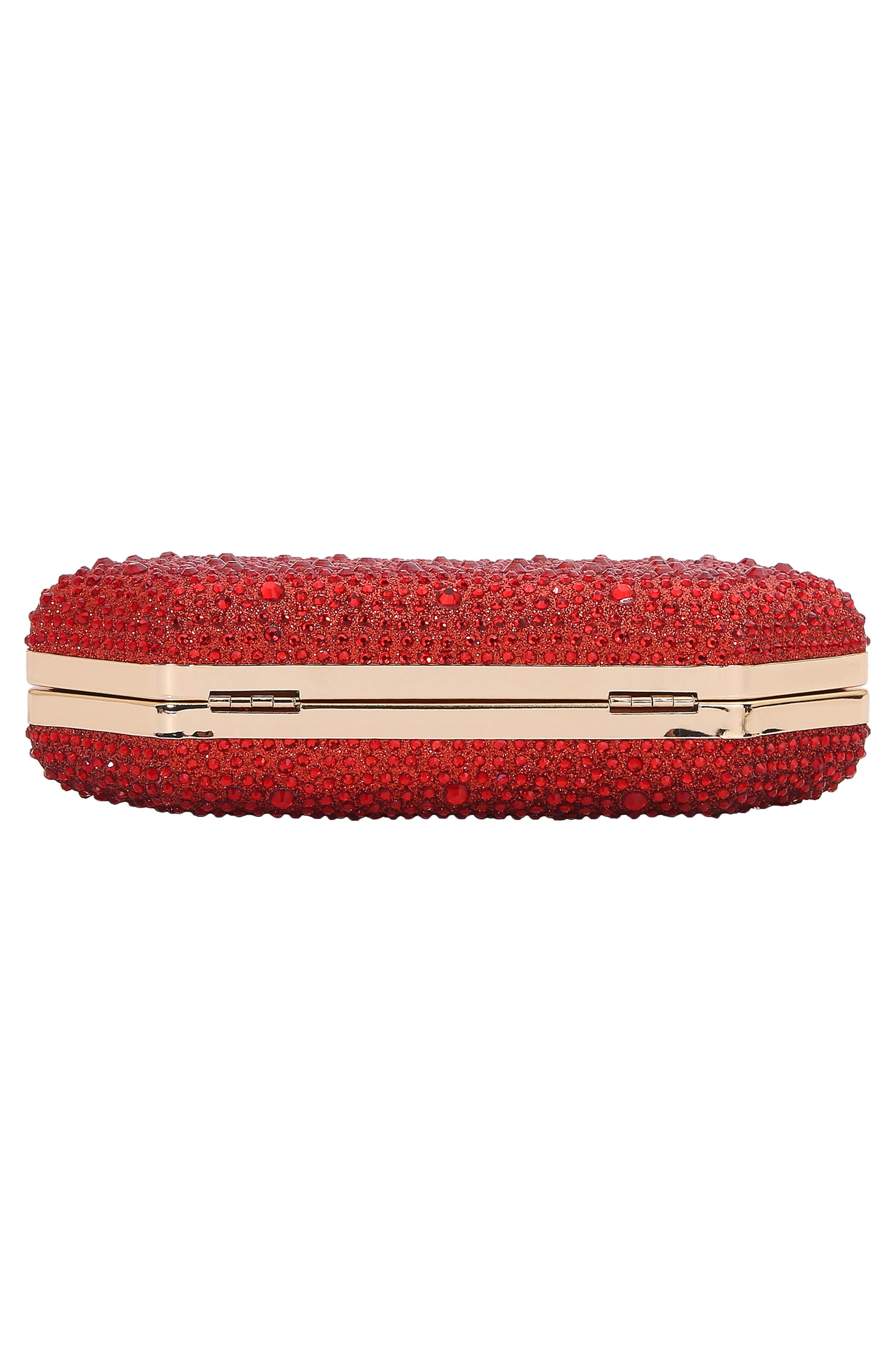 Hexagon Rhinestone Clutch, Alternate, color, RED