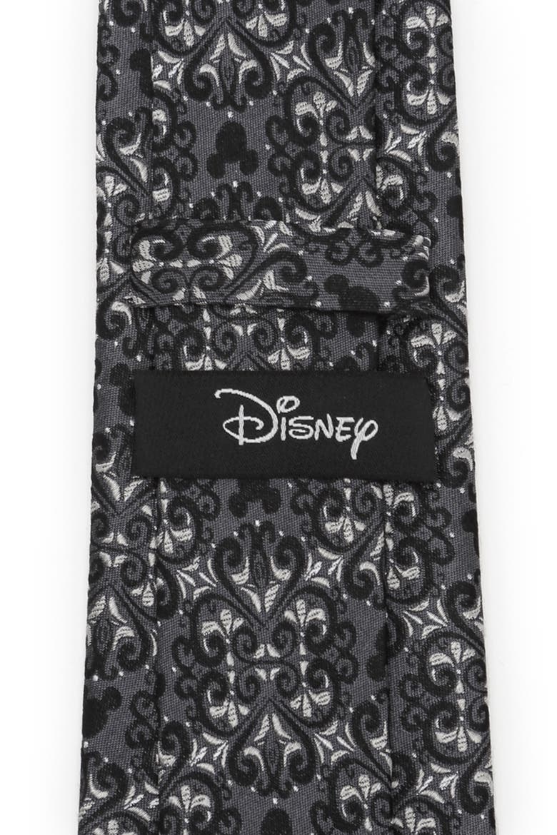 x Disney Mickey Mouse Damask Tile Silk Tie, Alternate, color, GRAY
