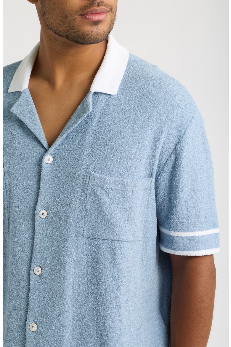 Armando Knit Cotton Blend Camp Shirt, Alternate, color, POWDER BLUE-07