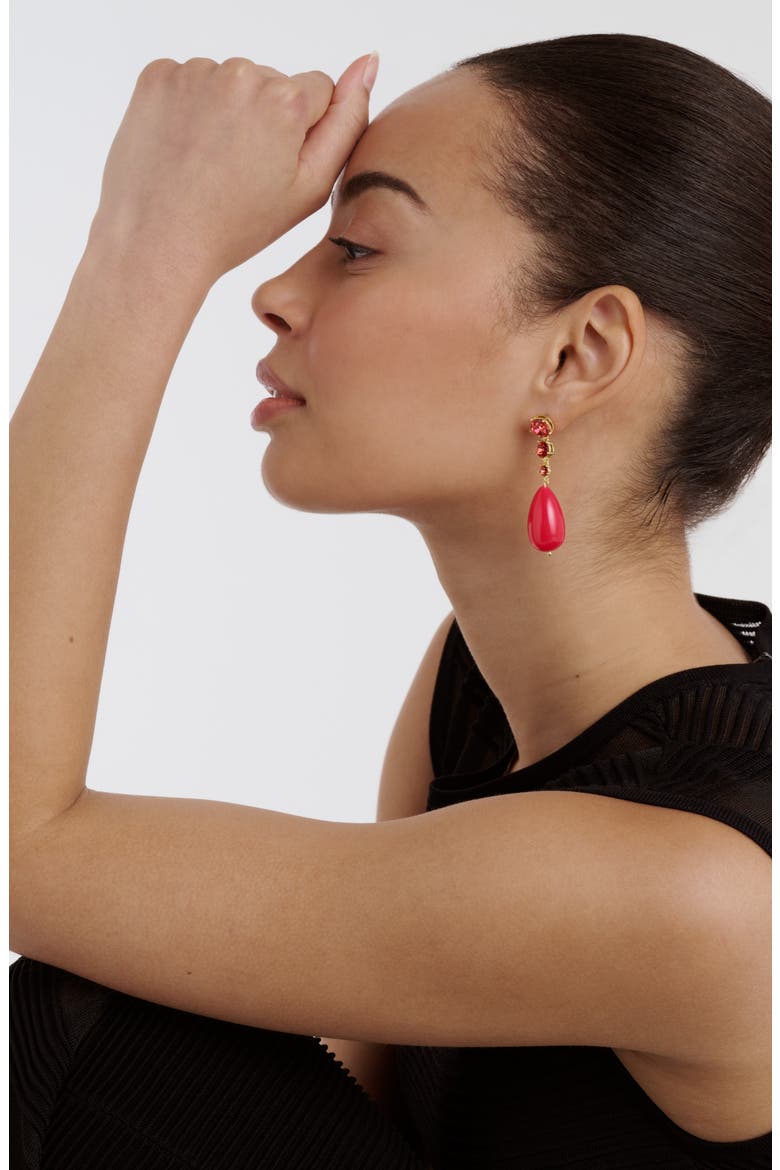 Pearsti Statement Crystal Drop Earrings, Alternate, color, GOLD TONE / RUBY / HOT PINK