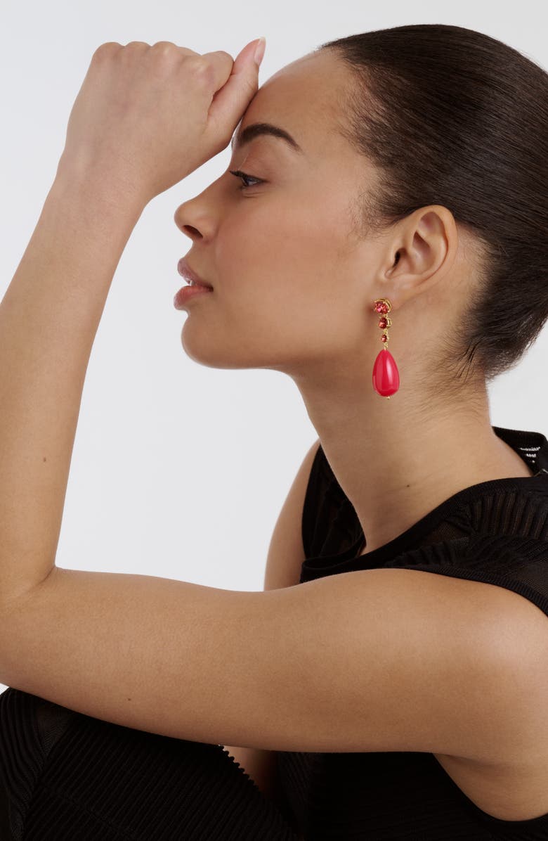 Ted Baker Pearsti Statement Crystal Drop Earrings, Alternate, color, Gold Tone / Ruby / Hot Pink