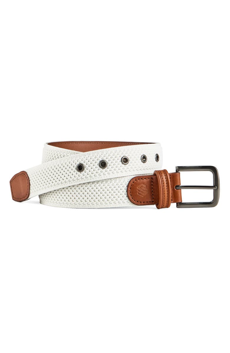 Johnston & Murphy Amherst Engineered Knit Belt, Main, color, Cream