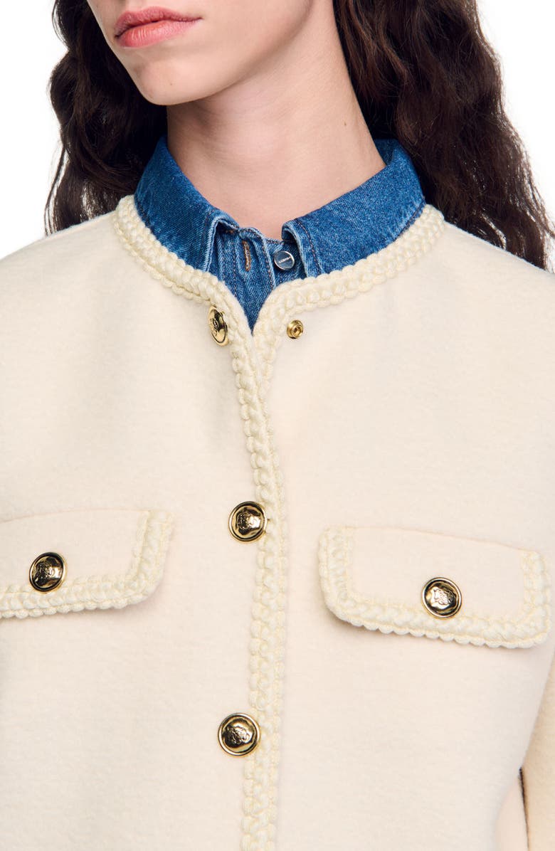 SANDRO Coat with braided trim, Alternate, color,