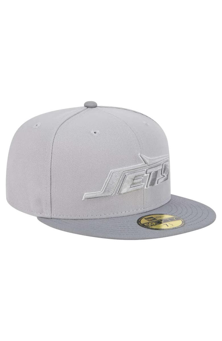 New Era Men's New Era Gray/Graphite New York Jets Iron Cloud 59FIFTY Fitted Hat, Alternate, color,