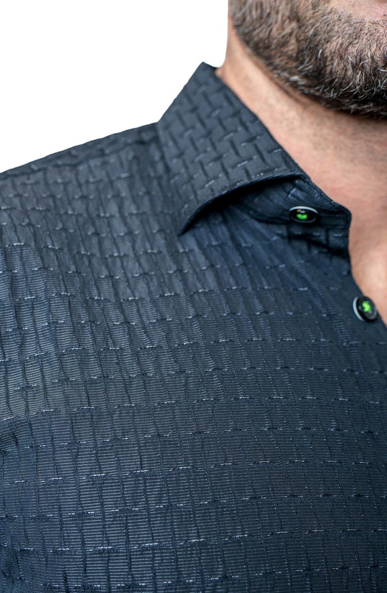 Maceoo Fibonacci Textured Lines Black Button-Up Shirt, Alternate, color, 