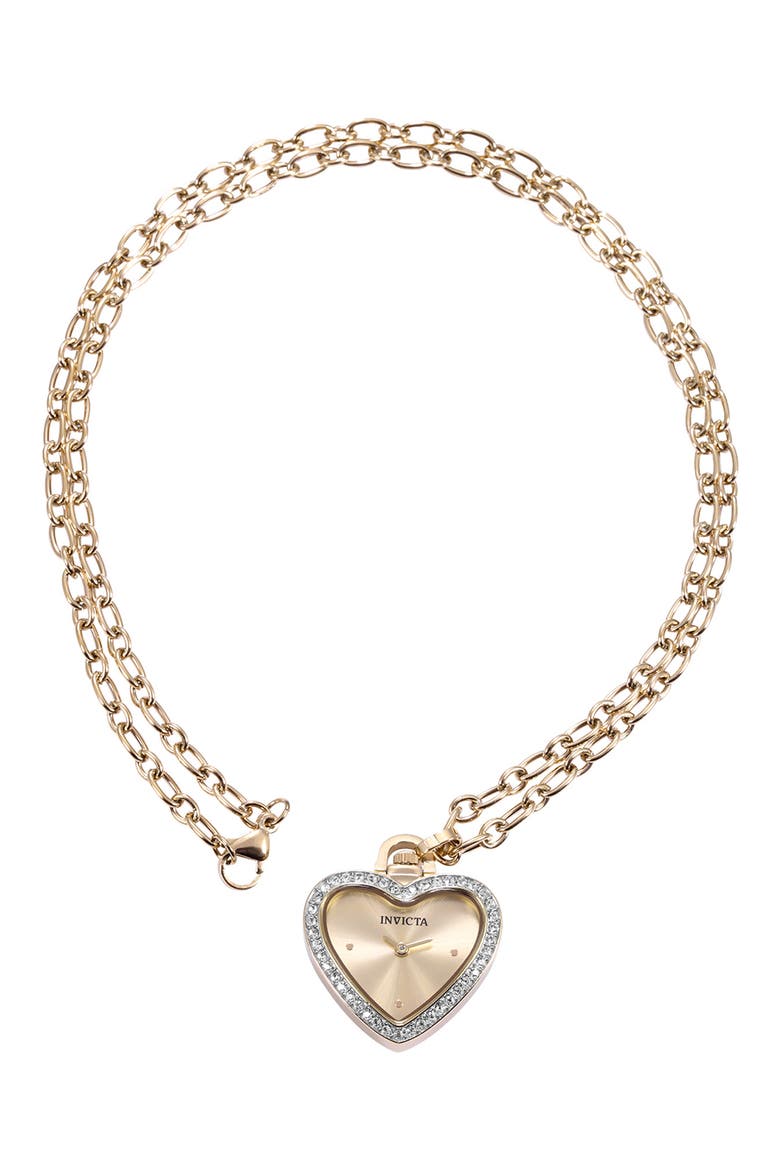 Mini Heart Pendant Chain Watch, 27.5mm, Alternate, color, GOLD