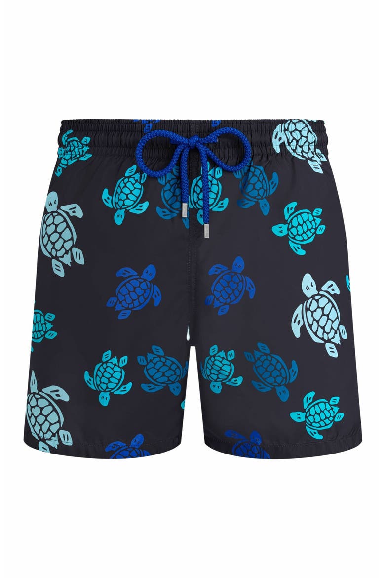 Men's Multicolor Tortues Ultra-Light and Packable Swim Shorts, Alternate, color, NOIR